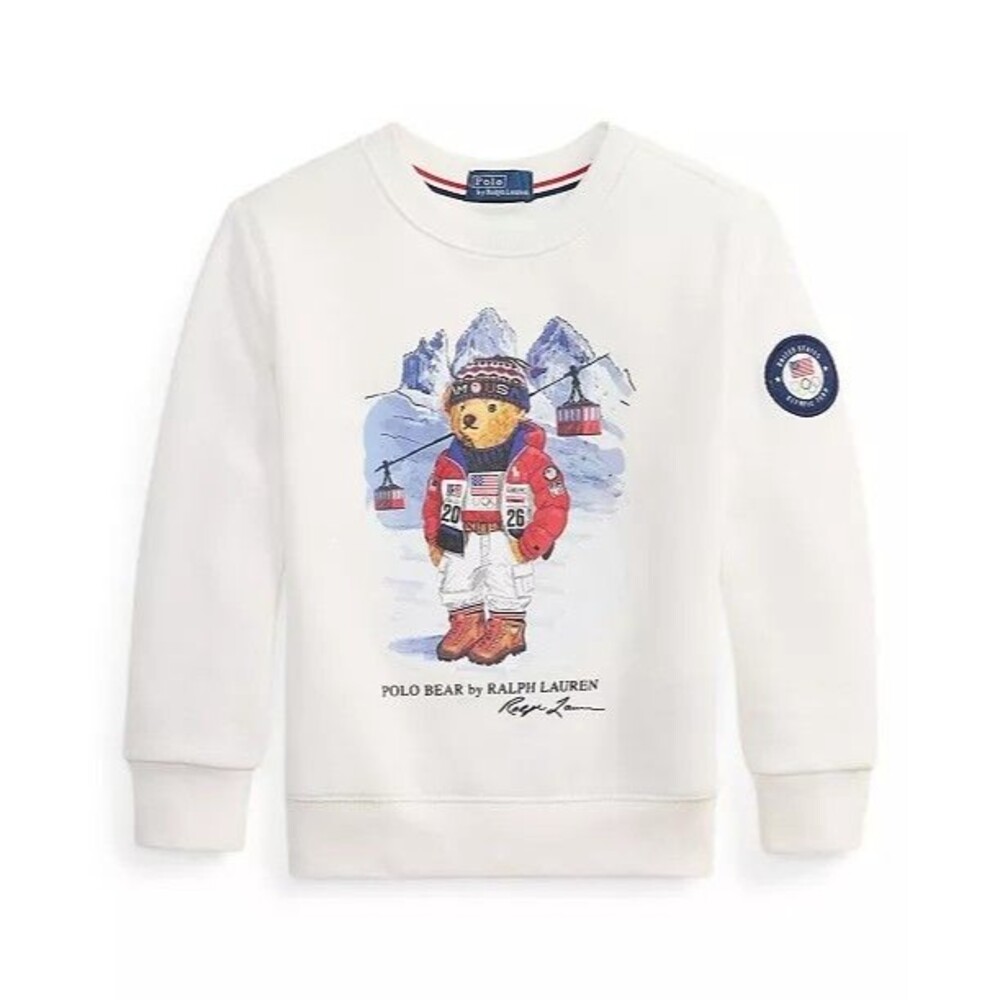 NWT Polo Ralph Lauren Team USA Bear Size 5 Boys White Sweatshirt Olympic Games